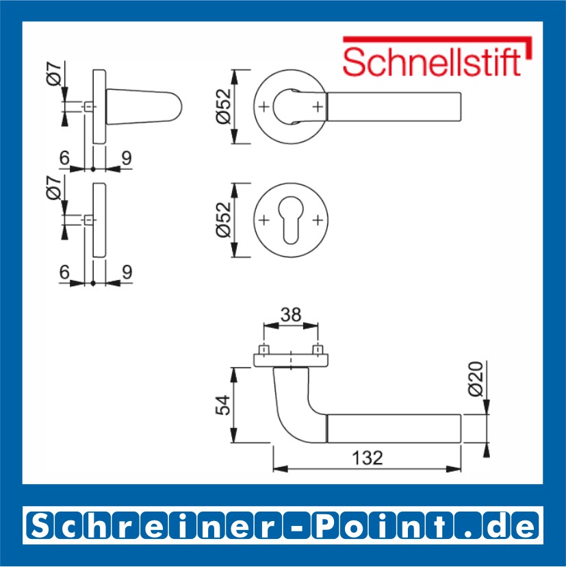 Hoppe Bremen Aluminium Rosettengarnitur, F49 / F9-2 verchromt / Alu Stahl matt,  1505/42KV/42KVS, 3887719, 3894724, 3887727, 3887735, 3894741